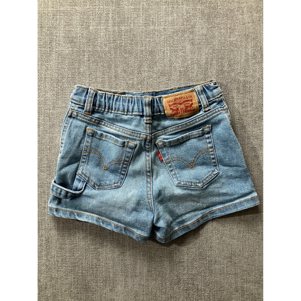 Levis Kids Girls High Rise Denim Shorts‎ Light Wash Blue Carpenter Size 6/6X